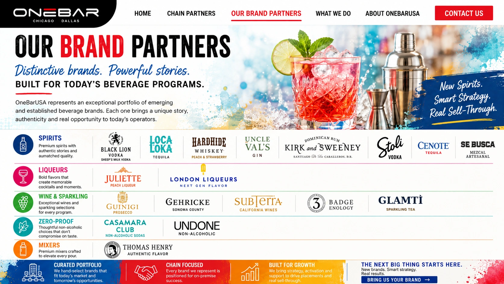 OneBarUSA approved Brand Partners page