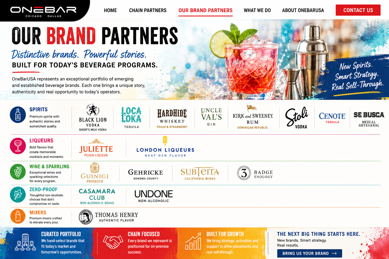 OneBarUSA approved Brand Partners page